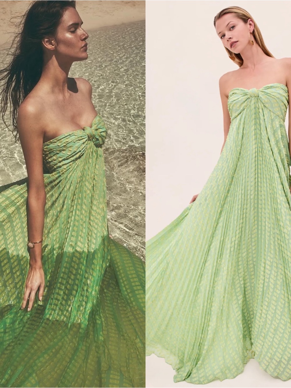 ALEXIS Elea Strapless Printed Pleated Chiffon Knot Maxi Dress Size XL - Picture 3 of 9